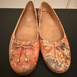 Michelle D Floral Patterned Flats with Gold Accents